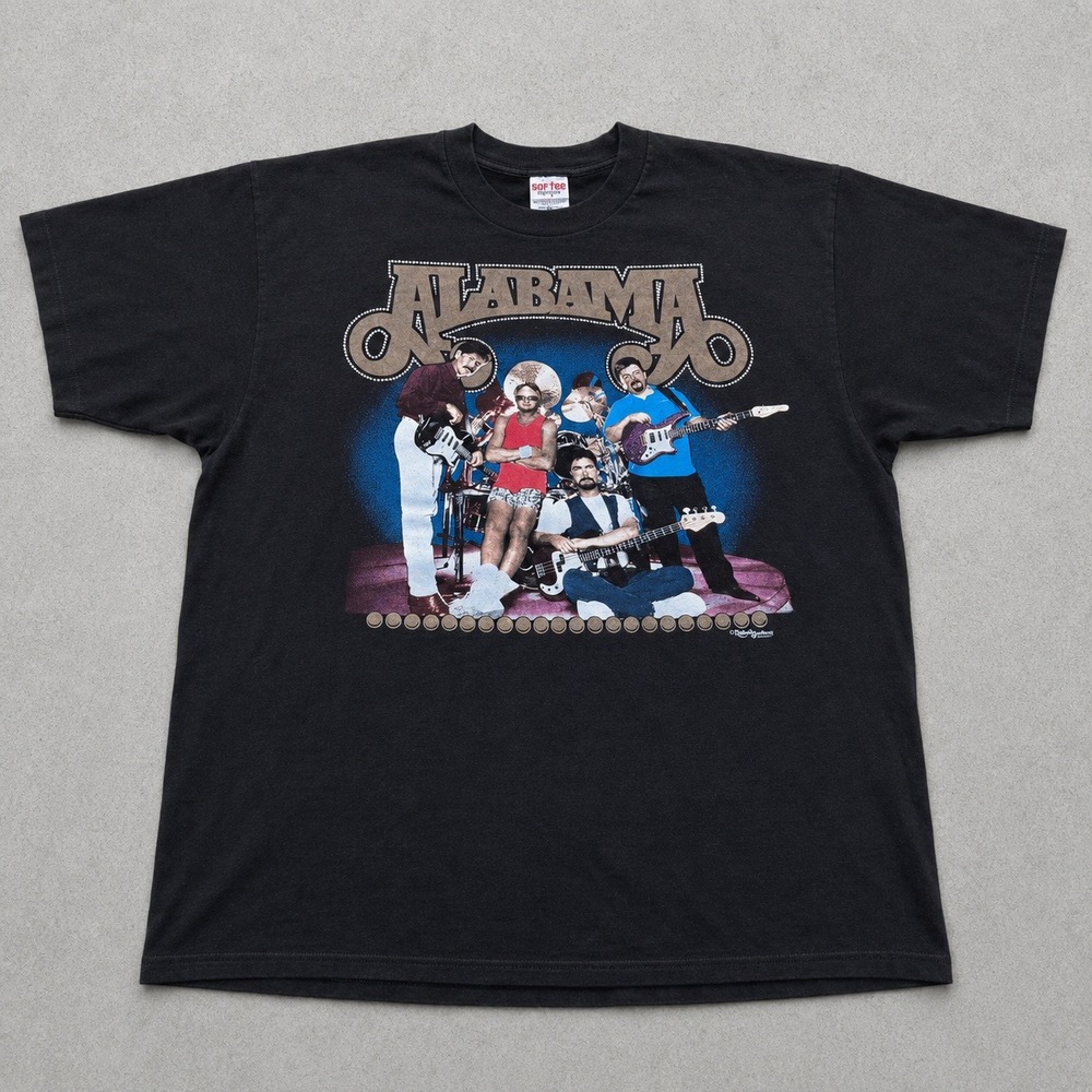 Vintage 90s 1992 Alabama Band T Shirt XL Single Stitch Black USA